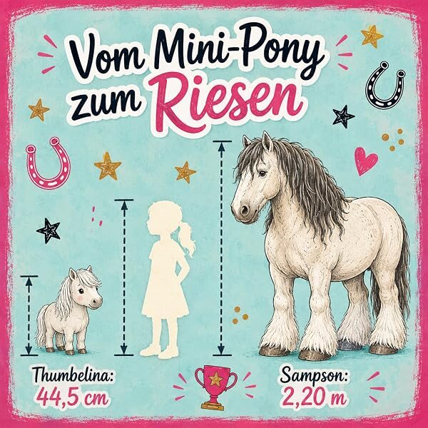 Vom Mini-Pony zum Riesen: Thumbelina mit 44,5 cm und Sampson mit 2,20 m im Größenvergleich